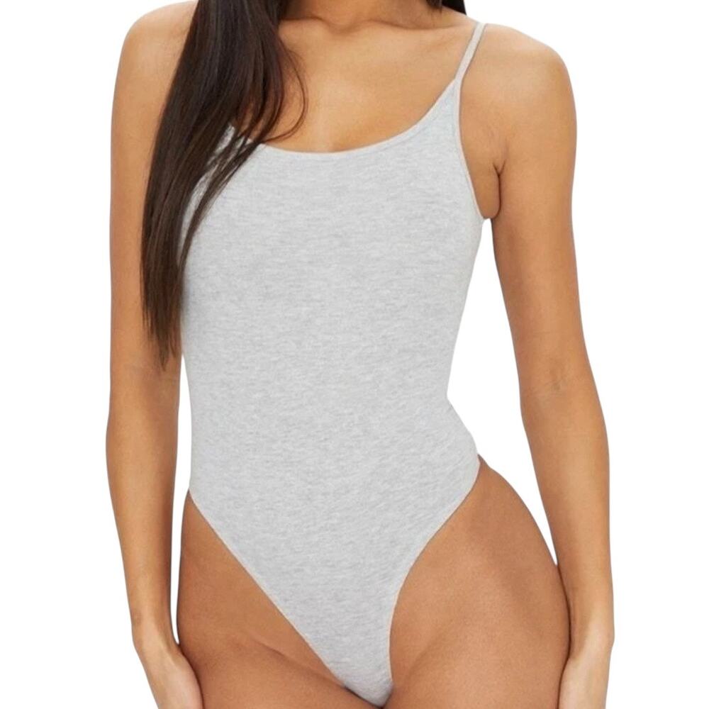 PrettyLittleThing Grey Marl Scoop Neck Bodysuit 8 M NWT Sleeveless Basics Tank